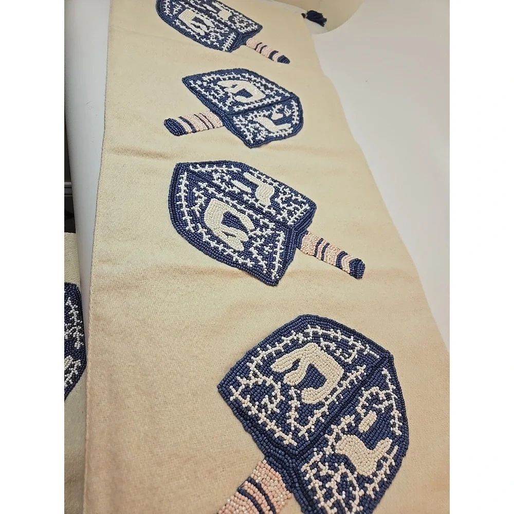 Hanukkah Dreidel Beaded Table Runner Judaism Religion Spirituality 14